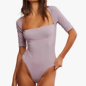 We The Free Lilac Square-Neck Bodysuit